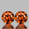 5.20 mm 2 pcs Round Brilliant Machine Cut Extreme Brilliancy Natural AAA Vivid Orange Zircon {Flawless-VVS1}--AAA Grade