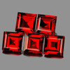 6.00 mm 5 pcs Square AAA Fire Red Mozambique Garnet Natural {Flawless-VVS}