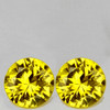 4.00 mm 2 pcs Round Machine Cut AAA Canary Yellow Sapphire Natural  {Flawless-VVS1}--AAA Grade