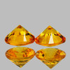 3.80 mm 2 pcs Round Machine Cut AAA Golden Yellow Sapphire Natural  {Flawless-VVS1}--AAA Grade