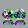 12.00 mm 2 pcs Round Concave Cut AAA Fire Rainbow Mystic Quartz Natural {Flawless-VVS1}