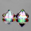 13.00 mm 2 pcs Round Concave Cut AAA Fire Rainbow Mystic Quartz Natural {Flawless-VVS1}