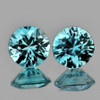 5.70 mm 2 pcs Round Brilliant Cut Extreme Brilliancy Fire Natural Blue Zircon {Flawless-VVS)