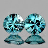 4.80 mm 2 pcs Round Brilliant Cut Extreme Brilliancy Fire Natural Blue Zircon {Flawless-VVS)