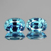 6.5x5 mm 2 pcs {2.19 cts} Oval AAA Fire Natural Top Blue Zircon {Flawless-VVS}