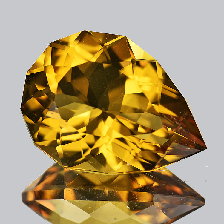 19x14 mm { 11.42 cts} Pear Brilliant Cut Extreme Brilliancy Intense Golden  Yellow Citrine Natural (Flawless-VVS1}--AAA Grade - HappyGems