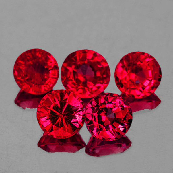 4.00 mm 5 pcs Round AAA Fire Intense Red Mozambique Ruby Natural { VVS ...