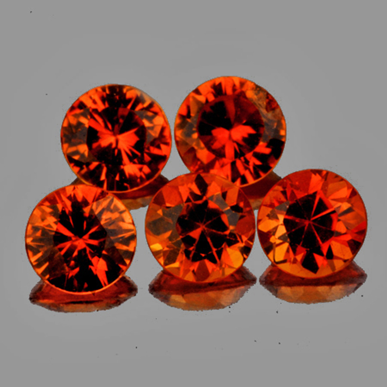 3.70 mm 5 pcs Round Diamond Cut AAA Fire Intense Mandarin Orange  Spessartite Garnet Natural {Flawless-VVS}