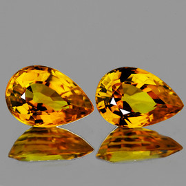 6x4 mm 2 pcs Pear AAA Fire Intense AAA Yellow Sapphire Natural {Flawless-VVS}--AAA Grade