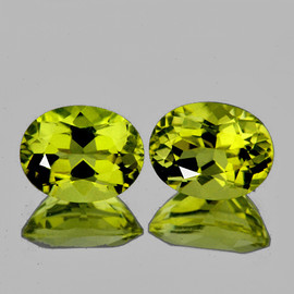 9x7 mm 2pcs Oval Brilliant Cut AAA Fire Natural Green Gold Lemon Quartz {Flawless-VVS}