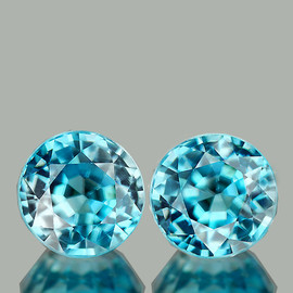 4.80 mm 2 pcs Round AAA Fire Natural Electric Blue Zircon {Flawless-VVS1}