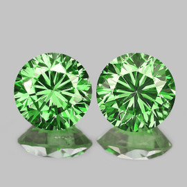 4.00 mm 2 pcs Round AAA Fire Natural Chrome Green Tsavorite Garnet {Flawless-VVS}--AAA Grade