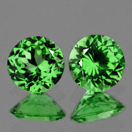 3.80 mm 2 pcs Round AAA Fire Natural Chrome Green Tsavorite Garnet {Flawless-VVS}--AAA Grade