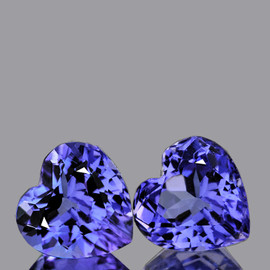 6.00 mm 2pcs { 1.55 cts} Heart AAA Fire Top Purple Blue Tanzanite Natural {Flawless-VVS}--AAA Grade