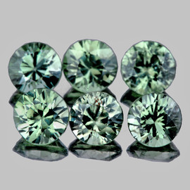 3.00 mm 6 pcs Round Brilliant Cut AAA Fire Teal Green Sapphire Natural {Flawless-VVS1}