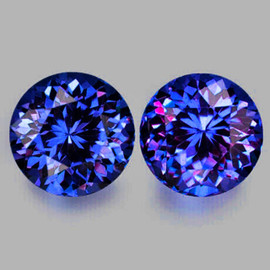 6.00 mm 2pcs Round ฺBrilliant Cut AAA Fire D Block Intense Purple Blue Tanzanite Natural {Flawless-VVS1}--AAA Grade