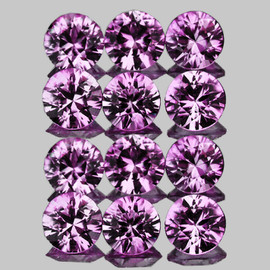 2.50 mm 12 pcs Round Machine Brilliant Cut Extreme Brilliancy Natural Pink Sapphire Mozambique {Flawless-VVS}