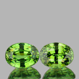 1.73 cts 2pcs Oval 6.5x4.5 mm AAA Fire Premium Green Demantoid Natural (Flawless-VVS1)--AAA Grade