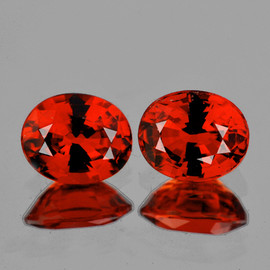 5x4 mm 2pcs Oval AAA Fire Intense Orange Sapphire Natural {Flawless-VVS}--AAA Grade