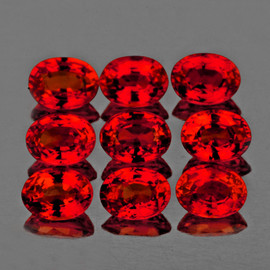 3.5x2.5 mm 9 pcs Oval AAA Fire Intense Orange Red Sapphire Natural {Flawless-VVS}--AAA Grade