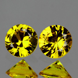 3.80 mm 2 pcs Round Machine Cut Intense Canary Yellow Sapphire Natural  {Flawless-VVS1}--AAA Grade