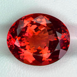 10x8 mm {2.88 cts} Oval Brilliant Cut AAA Fire Intense Padparadscha Orange Tourmaline Natural {Flawless-VVS}--AAA Grade