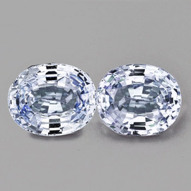 6x5mm 2pcs Oval AAA Fire Natural Blue White Ceylon Sapphire {Flawless-VVS}--AAA Grade