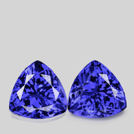 7.00 mm 2pcs { 2.57 cts} Trilliant Extreme Brilliancy Intense AAA Purple Blue Tanzanite Natural {Flawless-VVS}--AAA Grade