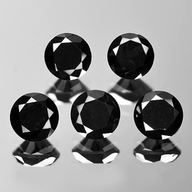 7.00 mm 5 pcs Round Diamond Cut Natural Jet Black Onyx