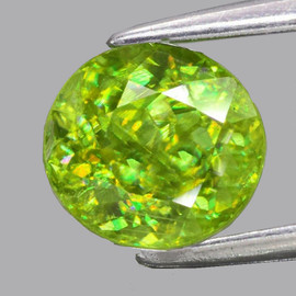 8x7 mm { 1.96 cts } Oval Brilliant Cut Multi Color Flash Fire Natural Green Sphene