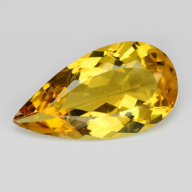 12.5x7.5 mm { 2.35 cts} Pear Best AAA Fire Intense Yellow Beryl 'Heliodor' Natural {VVS}--AAA Grade