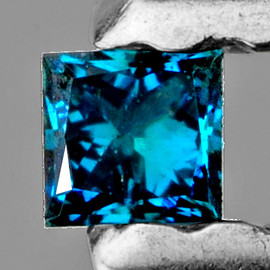 3.50 mm { 0.48 cts} Square Princess Cut AAA Fire Natural Blue Diamond