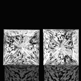 3.20 mm 2pcs {0.37 cts} Square Princess Cut Color D-F White Diamond Natural {VVS}--AAA Grade