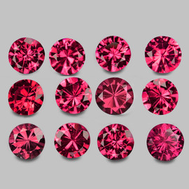 2.50 mm 12 pcs Round Brilliant Cut AAA Fire Jedi Pink Red Spinel Natural {Flawless-VVS}--AAA Grade