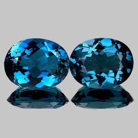 9x7 mm 2 pcs Oval Brilliant Cut AAA Fire Natural London Blue Topaz {Flawless-VVS1}