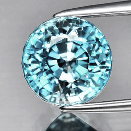 7.50 mm { 2.69 cts} Round Superb Brilliancy Natural Cambodia Blue Zircon {Flawless-VVS}