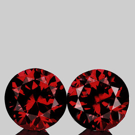 4.30 mm 2 pcs Round Brilliant Cut AAA Fire Top Red Spinel Mogok Natural {Flawless-VVS1}