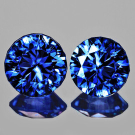 3.50 mm 2 pcs Round Machine Brilliant Cut Extreme Brilliancy Intense Blue Sapphire Natural {Flawless-VVS}--AAA Grade