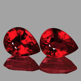 8x6 mm 2 pcs { 3.25 cts } Pear AAA Fire Intense AAA Red Mozambique Ruby Natural { VVS }--AAA Grade