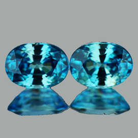 7.5x5.5 mm 2 pcs { 3.51 cts } Oval Best AAA Fire AAA Electric Blue Zircon Natural {Flawless-VVS1}--AAA Grade