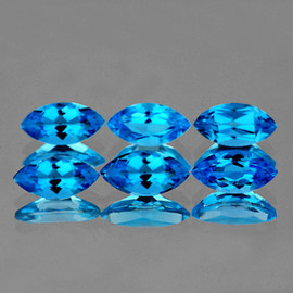 8x4 mm 6 pcs Marquise AAA Fire Intense Swiss  Blue Topaz Natural {Flawless-VVS1}