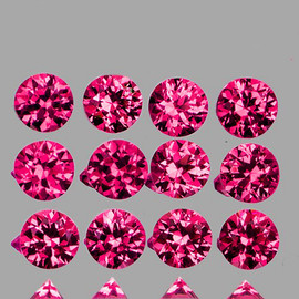 2.70 mm 12 pcs { 1.08 cts } Round Brilliant Machine Cut Premium Pink Red Mozambique Ruby Natural {Flawless-VVS}--AAA Grade