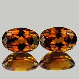 7.5x5.5 mm 2pcs { 3.02 cts} Oval Brilliant Cut AAA Fire AAA Cognac Mali Garnet Natural {Flawless-VVS}--AAA Grade