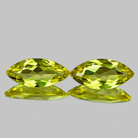 13x6 mm 2pcs { 3.00 cts} Marquise Brilliant Cut Extreme Brilliancy Intense Canary Yellow Beryl 'Heliodor' Natural {Flawless-VVS1}--AAA Grade