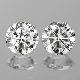 6.00 mm 2 pcs Round Brilliant Cut AAA Fire Natural Diamond White Zircon {Flawless-VVS1}--AAA Grade