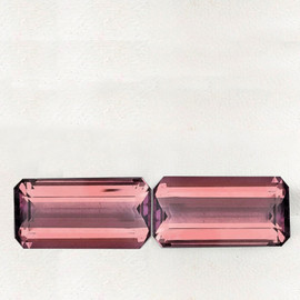 9x4.5 mm 2pcs { 2.23 cts } Octagon Emerald Cut AAA Fire AAA Padparadscha Pink Tourmaline Natural { Flawless-VVS }