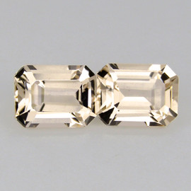 5.5x4 mm 2pcs { 1.00 cts} Octagon Emerald Cut AAA Fire Natural Peach Morganite [Flawless-VVS]