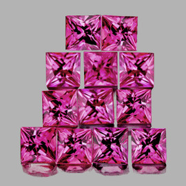 2.30 mm 12 pcs Square Princess Cut Extreme Brilliancy Intense Pink Sapphire Natural {Flawless-VVS}--AAA Grade