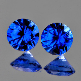 3.20 mm 2 pcs Round Brilliant Cut AAA Fire Natural AAA Royal Blue Sapphire {Flawless-VVS}--AAA Grade