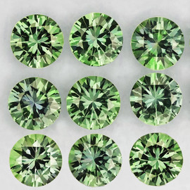 2.80 mm 9 pcs Round Machine Brilliant Cut Extreme Brilliancy AAA Australia Green Sapphire Natural {Flawless-VVS}--AAA Grade